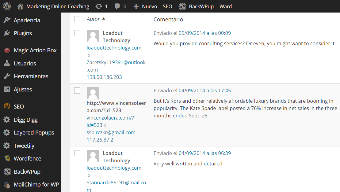 comentarios spam en mi blog