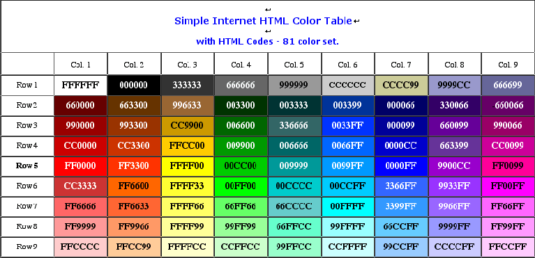 colores html diseño web